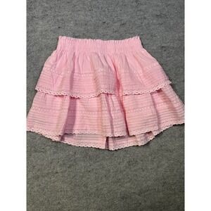 Hausen Hemline Pink Tiered  Ruffle Mini Skirt Skirt NWT Elastic Waist Medium